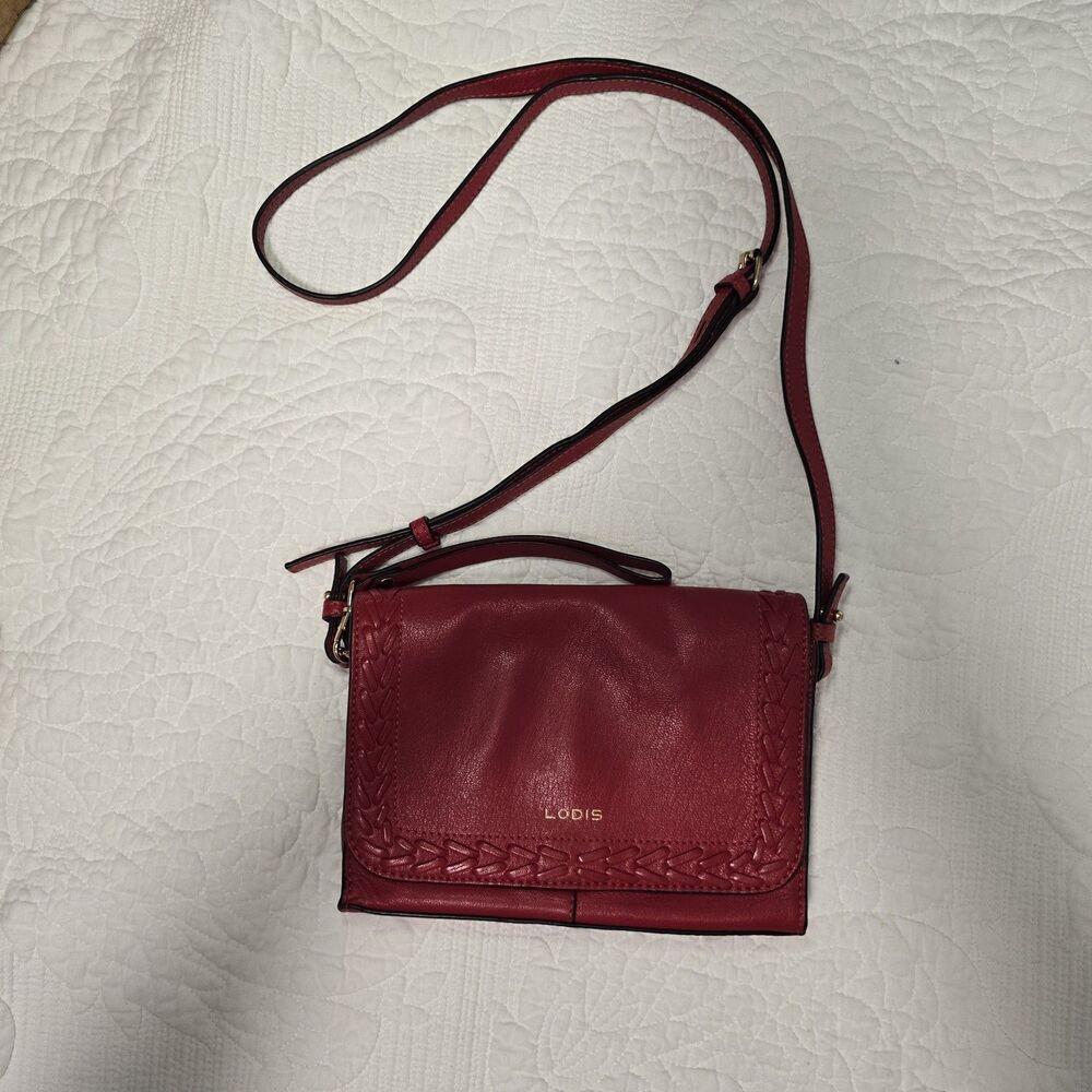 LODIS Amy Leather Crossbody Bag red adjustable strap
